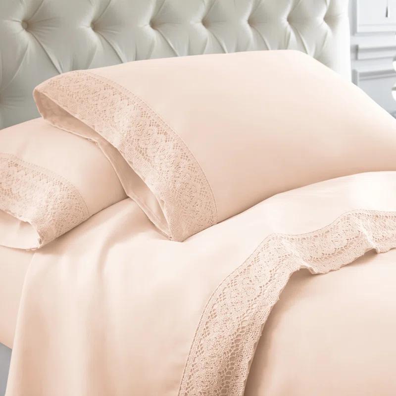 Modern Threads Modern Threads Yate Soft Microfiber Crochet Lace Sheets - Luxurious Microfiber Bed Sheets - Includes Flat Sheet, Fitted Sheet with Deep Pockets, & Pillowcases