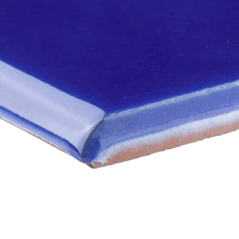 Merola Tile Viva 6" L x 3" W Ceramic Bullnose Wall Tile Trim in Blue