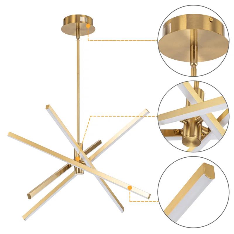 Wade Logan® Athiran Aluminum Dimmable LED Modern Linear Chandelier