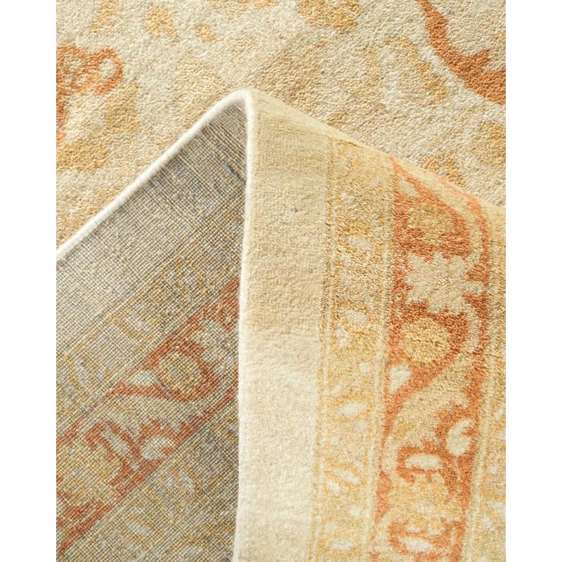 Ivory Hand-Knotted Wool Rectangular Area Rug 12' 4" x 17' 6"
