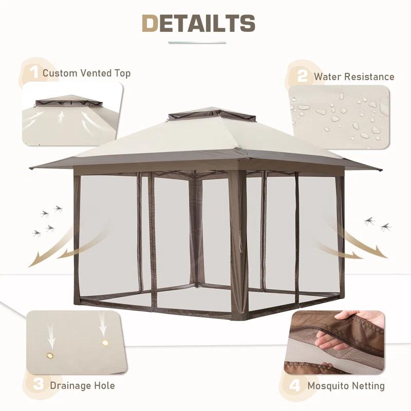 EAGLE PEAK Pop up Patio Gazebo 13 Ft. W x 13 Ft. D Metal Patio