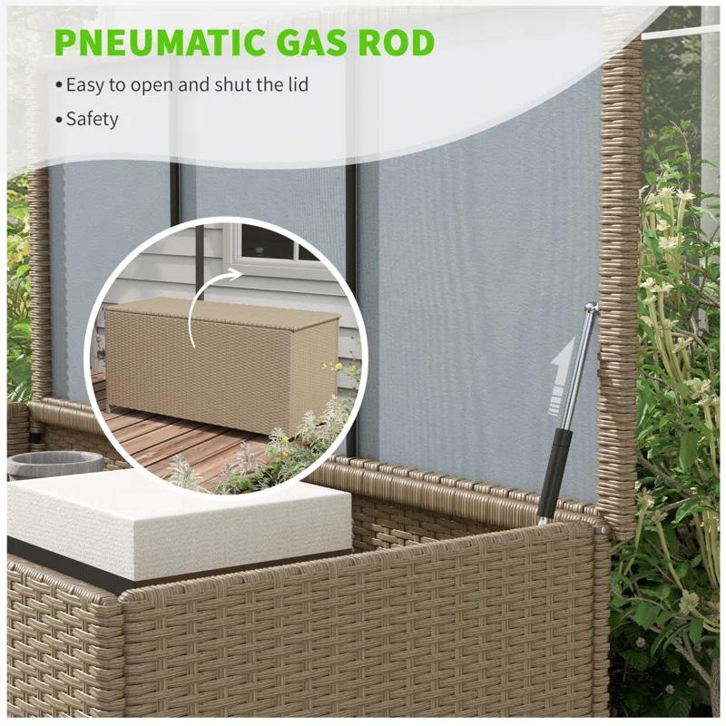 Tryimagine Outsunny 83 Gallon Deck Box, Large Outdoor Storage Chest, PE Wicker Trunk For Outside On Wheels For Garden Tools, Pool Toys & Patio Furniture Cushions