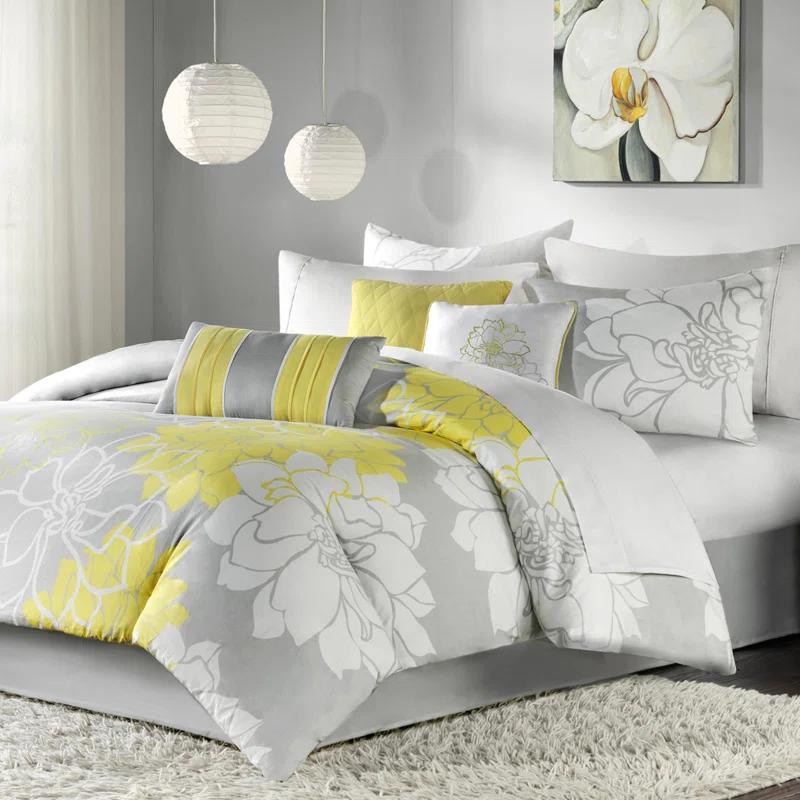 Madison Park Lola 7 Piece Floral Cotton Comforter Set