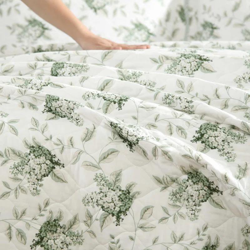 Laura Ashley Laura Ashley Portland Floral Cotton Reversible Green Quilt Set