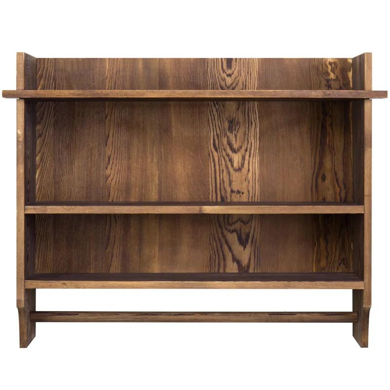 Solid Wood Wall Mounted Bathroom Shelves with Towel Bar