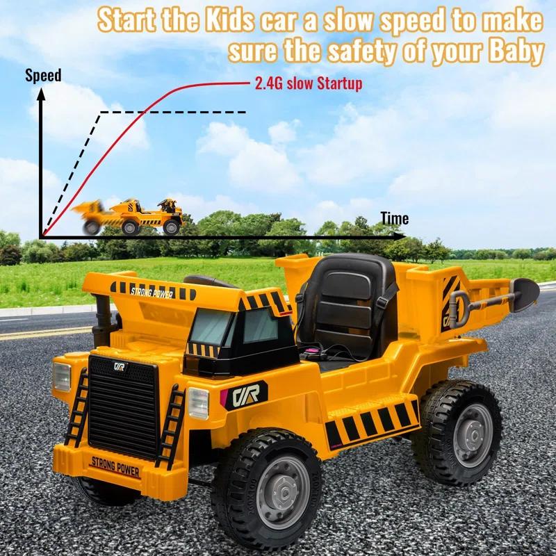 Hetoy Ride On Dump Truck, 12V Ride On Car With Remote Control