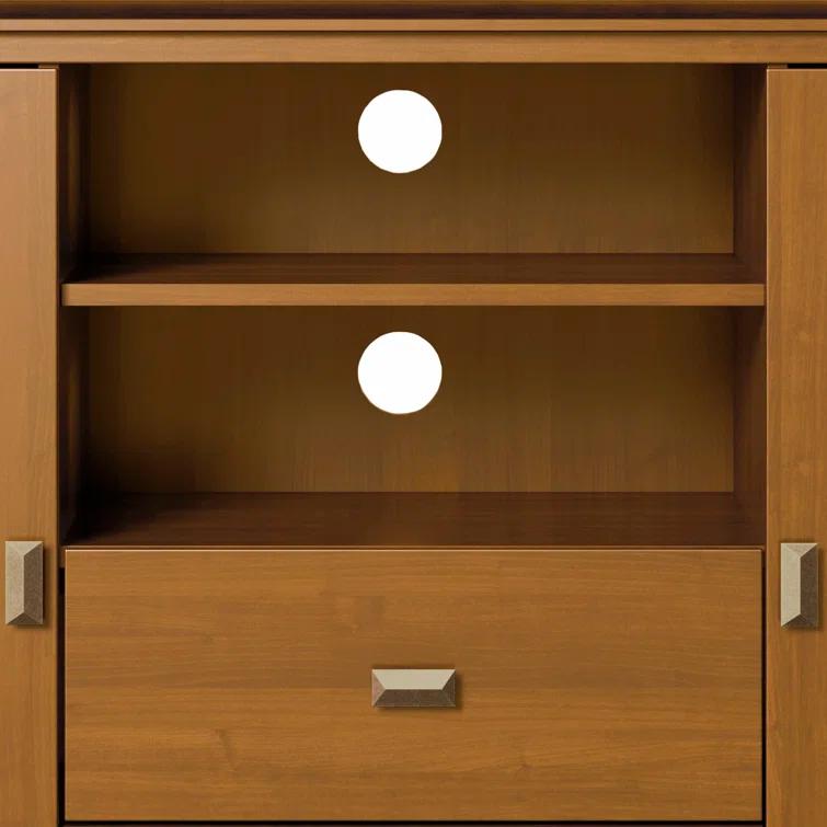 Simpli Home Artisan 53"W Solid Wood Contemporary Tall TV Stand for TVs up to 60" with Adjustable Shelves