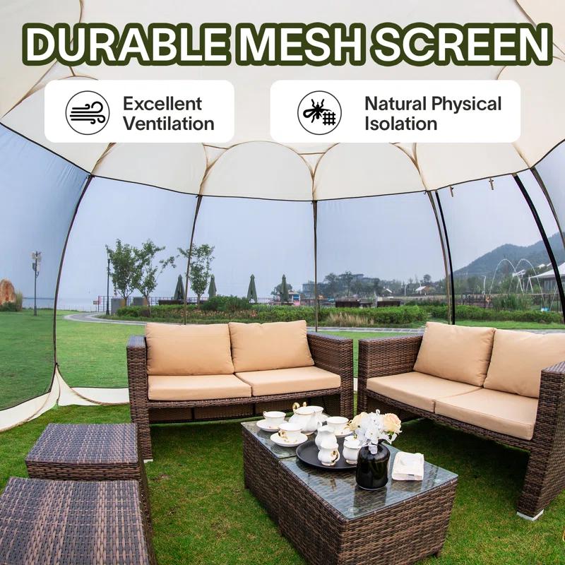 EighteenTek Fiberglass Patio Gazebo Pop Up with Screen Room Tents