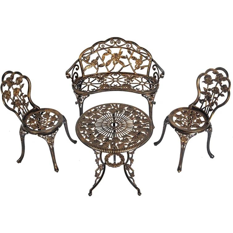 Bloomsbury Market Busselton Round 4 - Person Cast Aluminum Patio Bistro Set Brown
