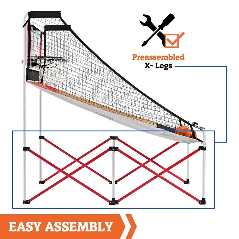 Hall of Games Hall of Games Easy to Assemble Arcade Basketball 84” Tall Indoor Steel Frame EZ-Fold X-Leg