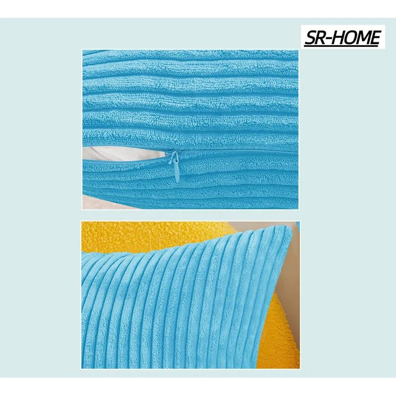 LALA & WONZ Corduroy Striped Throw Pillow Covers (Set of 2)