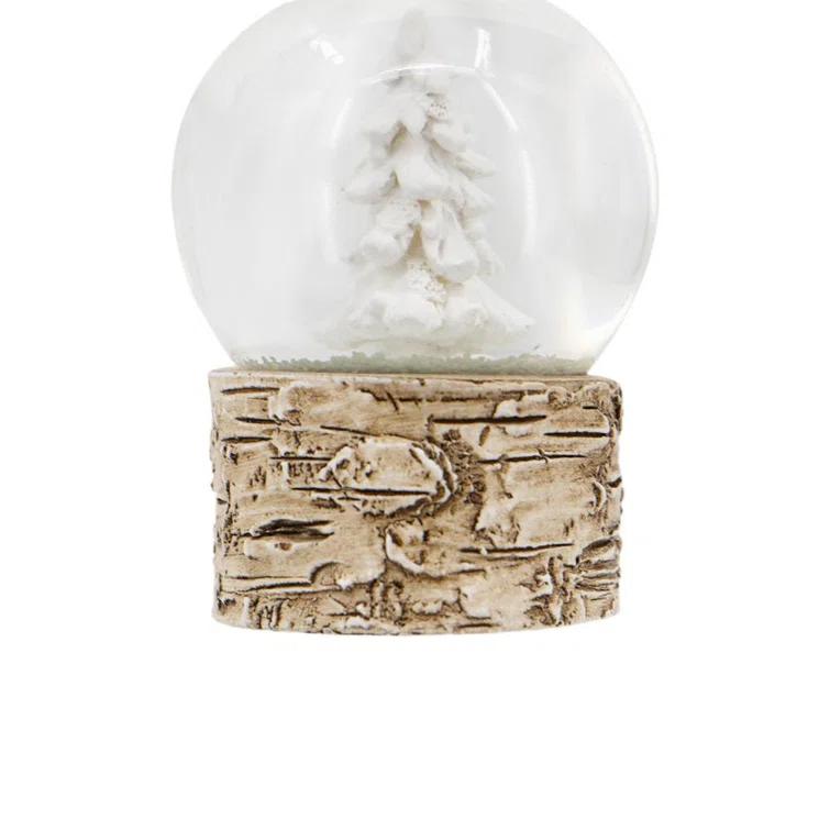 A&B Home Resin Glass Water Globe W/Tree & Birch Color Base Ornament - Set of 6 - Brown (Set of 6)