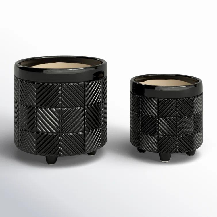 Ceramic Footed Planter Set of 2 Indoor and Outdoor