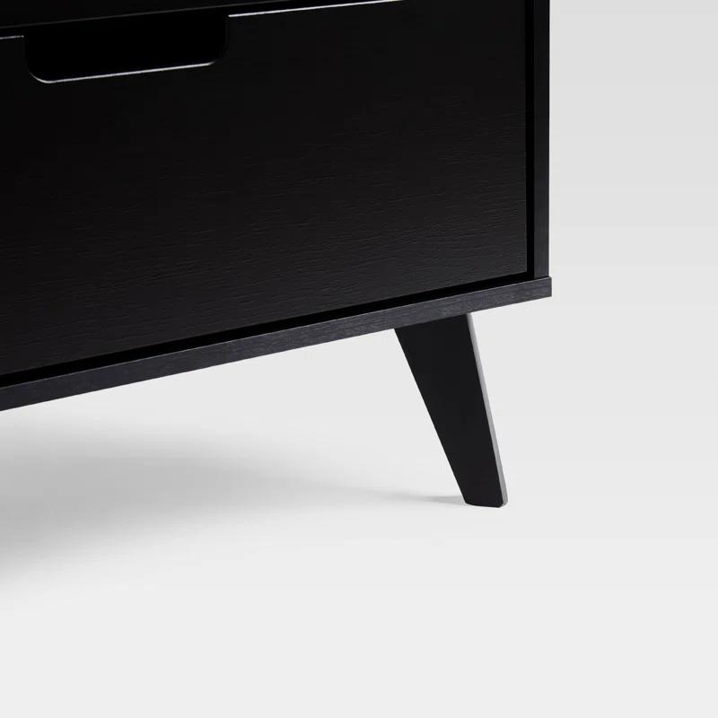 Walker Edison Simple Wood 6 Drawer Dresser with Cut Out Handles - Black