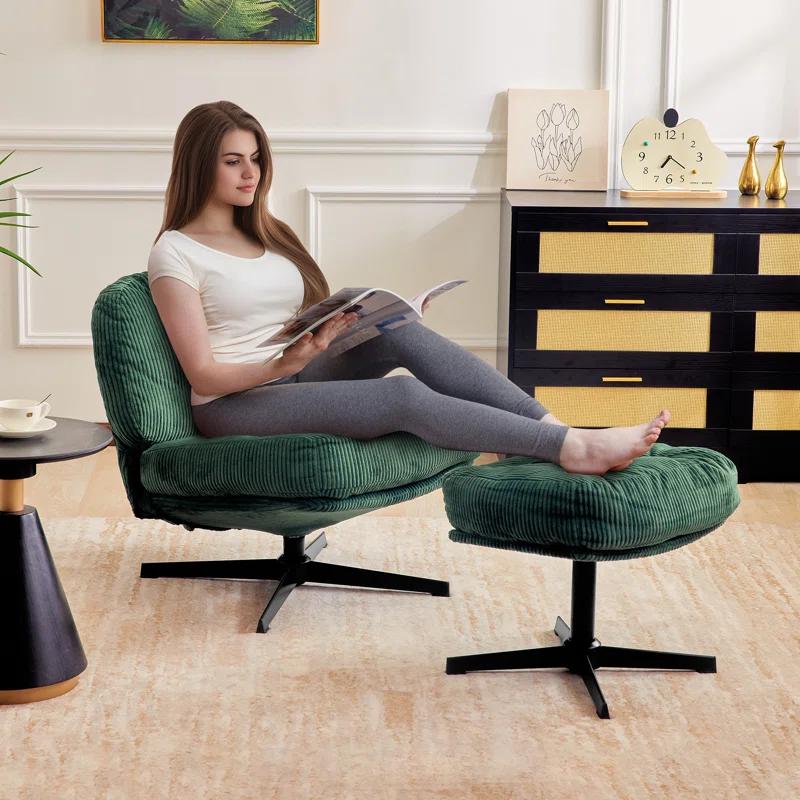 Red Barrel Studio® Hardyal Upholstered Swivel Accent Chair with Ottoman