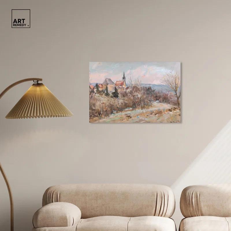 Art Remedy Little Town Canvas Classic Landscape Art by Art Remedy