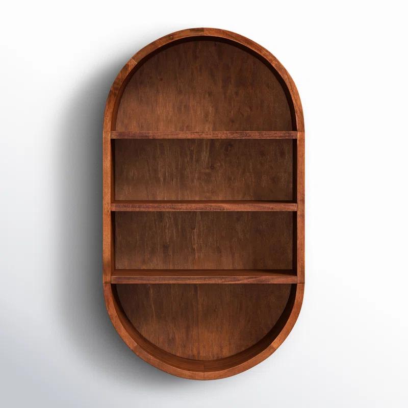 Minx Oval Solid Mango Wood Accent Wall Shelf