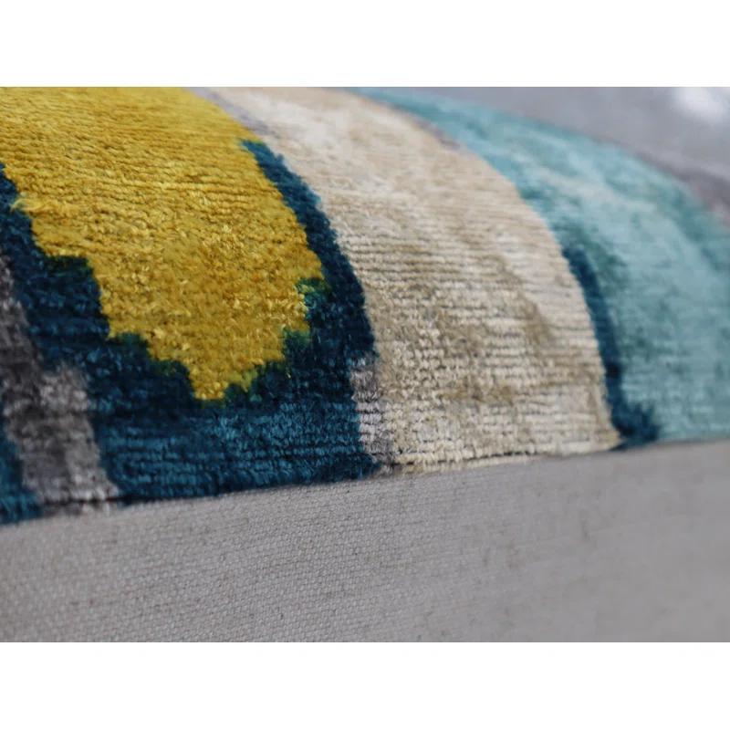 Canvello Handmade Grau Blue Yello Velvet Throw Pillows - 20x20