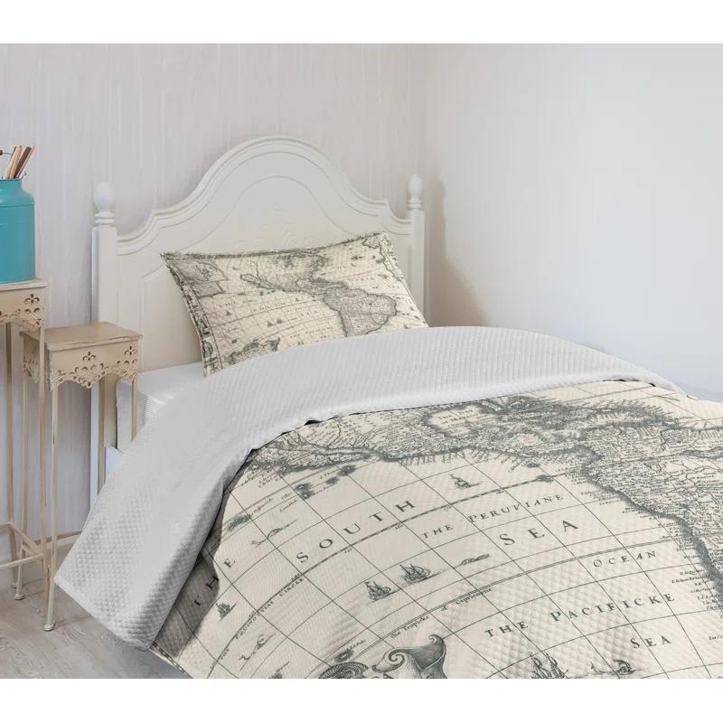 Ambesonne Ambesonne World Map Bedspread Retro Old