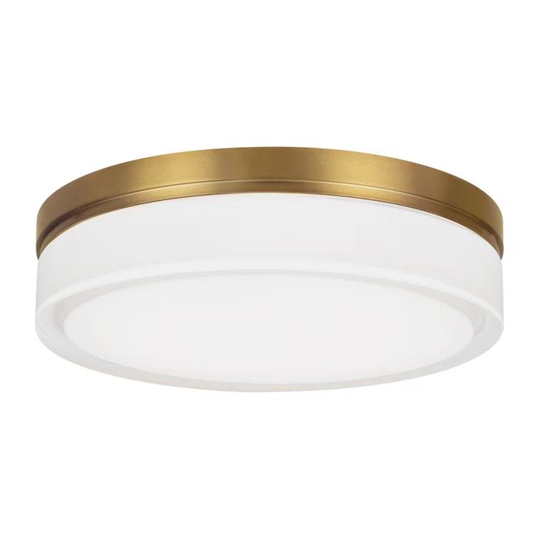 Satin Nickel Elegance LED Flush Mount with Pressed Glass Shade