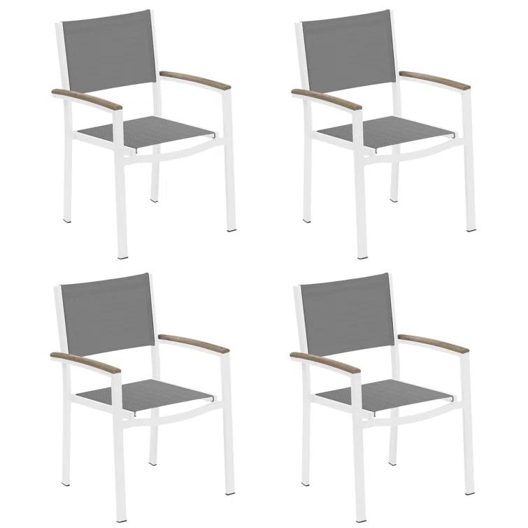 Oxford Garden Travira Stacking Patio Arm Chair (Set of 4)