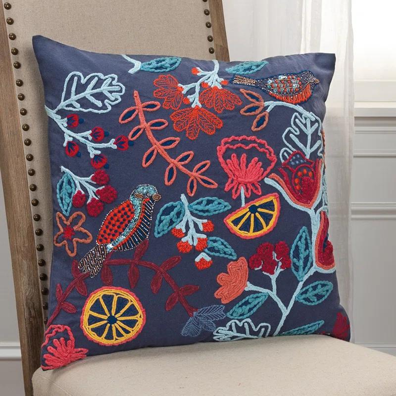 Rizzy Home Embroidered Cotton Throw Pillow
