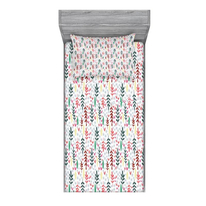 Ambesonne Microfiber Floral Sheet Set