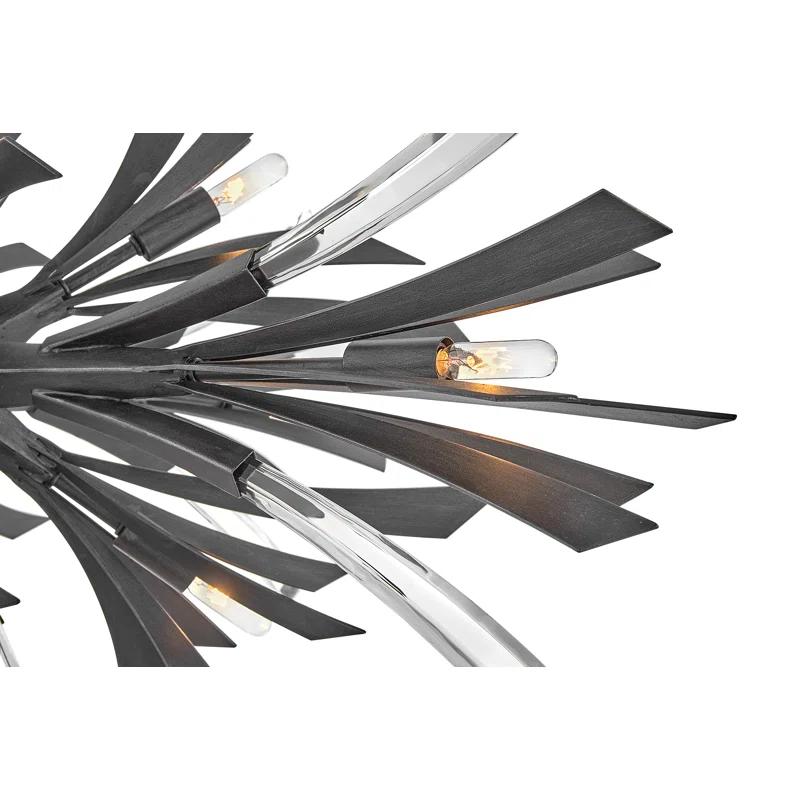 Fredrick Ramond Vida 36" Thirteen-Light Modern Horizontal Hanging Chandelier w/ Crystal Accents