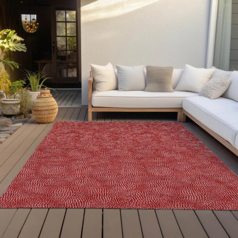 Machine Washable Indoor/Outdoor Chayden ACN1057 Red Rug
