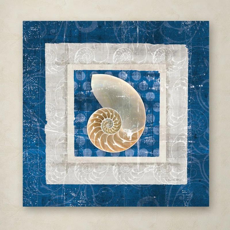 Trademark Fine Art Sea Shell " Sea Shell II On Blue " by Belinda Aldrich