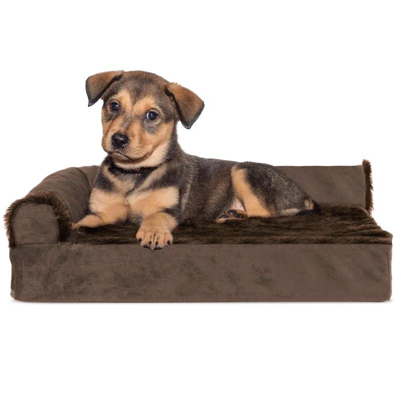 FurHaven Plush & Velvet Deluxe L-Chaise Orthopedic Pet Bed