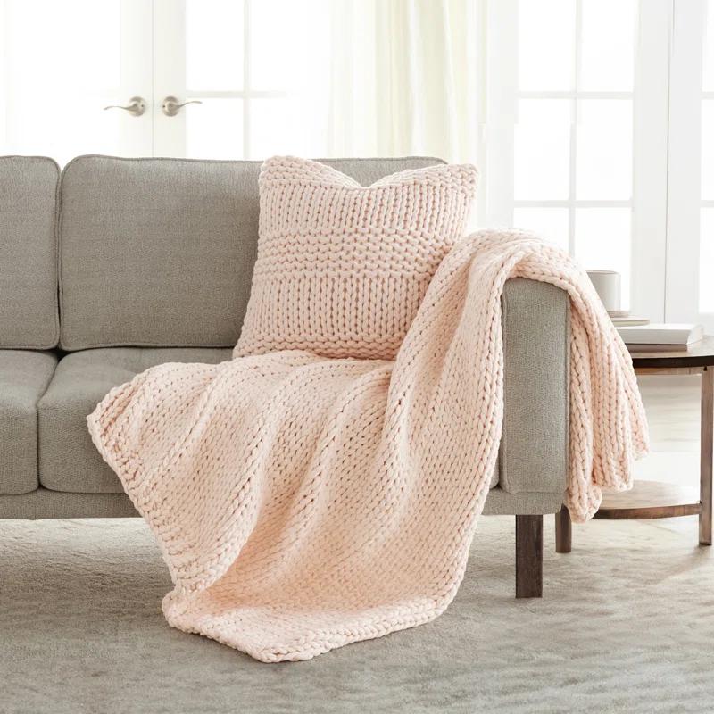 Becky Cameron Cozy Chunky Knit Acrylic Decor Throw Pillow