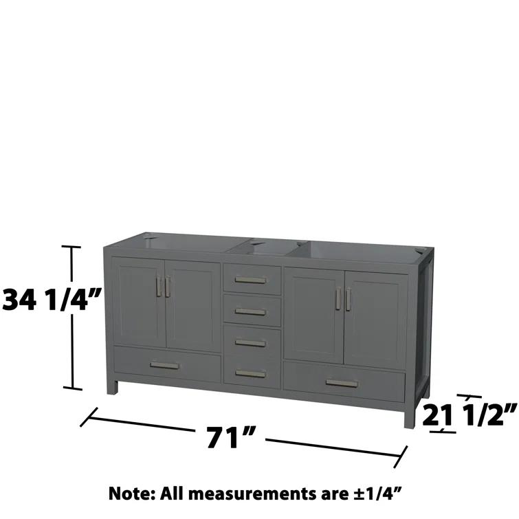 Wyndham Collection Sheffield 71" Freestanding Double Vanity Base Only