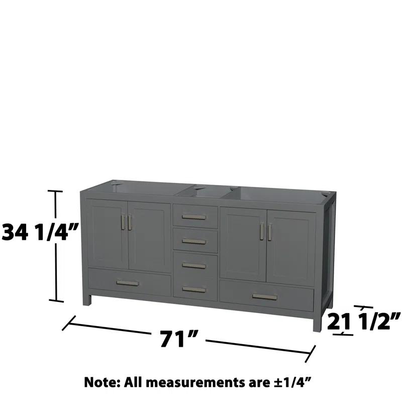 Wyndham Collection Sheffield 71" Freestanding Double Vanity Base Only