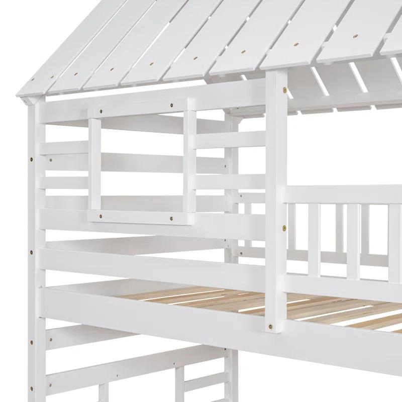 Harper Orchard Twin Over Twin House Bunk Bed With Trundle And Slide