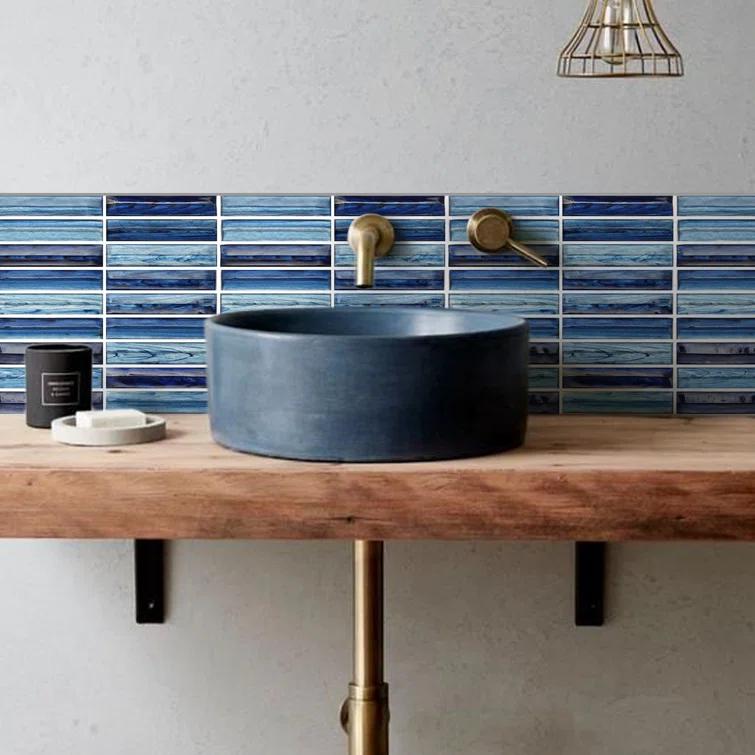 Bond Tile Tara Stacked 11.61" x 11.73" Molten Glass Mosaic Wall Tile (0.95 Sq. Ft. / Sheet)