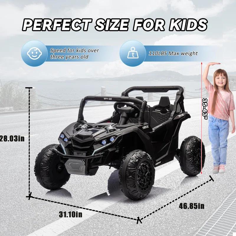 Ancheer 24V 7AH Real 2 Seater Ride On Toys For Big Kids W/ 20" Large Seat, Ride On UTV W/Remote Control, Bluetooth, 2X200W Powerful Motors, MP3, Lights, 4.5 Mph Max Speed, Power Car Wheels