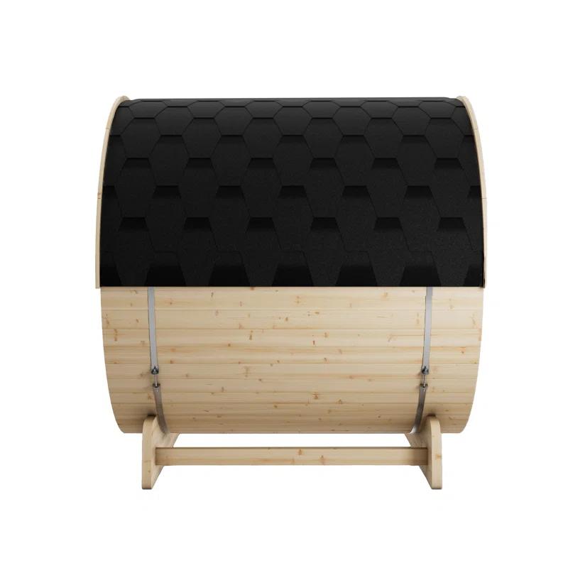 ALEKO Outdoor and Indoor White Pine Barrel Sauna - 3-4 Person - 4.5 kW UL Certified Heater - Bitumen Shingle Roofing
