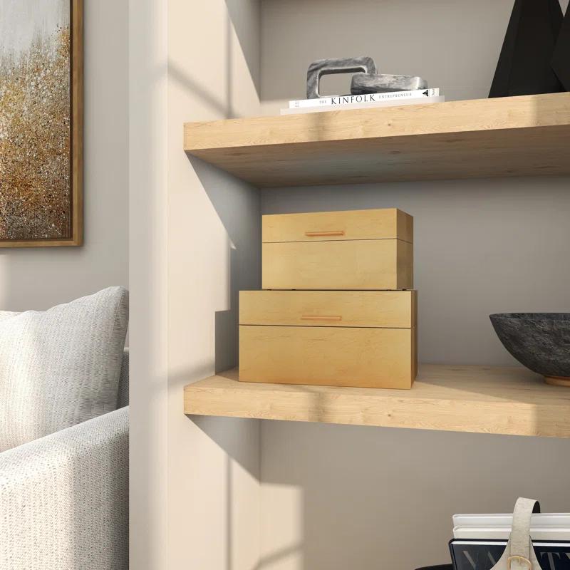 CosmoLiving by Cosmopolitan Wooden Decorative Box with Textured Foiled Exterior Set