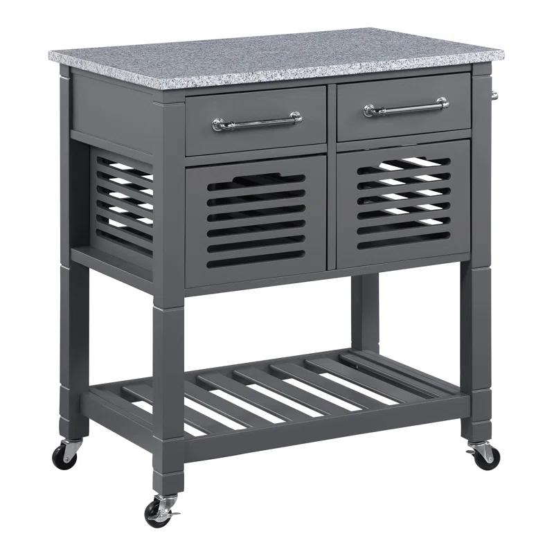 Teresia Granite Top Kitchen Cart