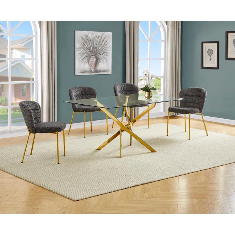 Mercer41 Rectangular Tempered Glass Dining Set With Comfy Chairs