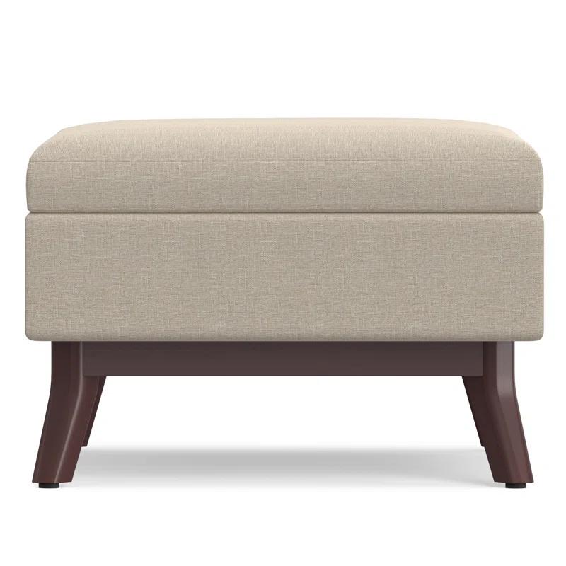 Simpli Home Owen 34"W Upholstered Coffee Table Storage Ottoman with Lift Top and Solid Wood Legs