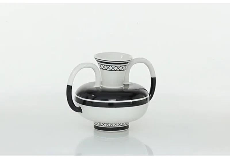 Ceramic Decorative White Vase with Handles