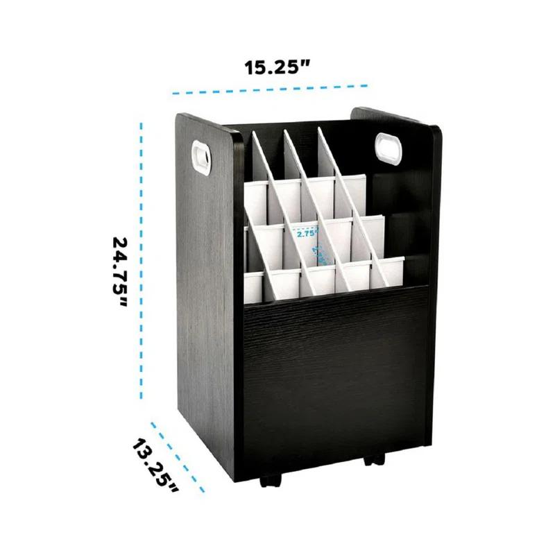 20-Slot Mobile Rolling Wood Blueprint Roll File Large Document Organizer