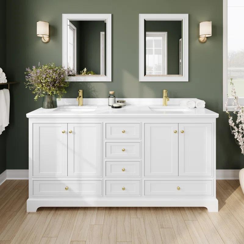 Wyndham Collection Deborah 72'' Double Bathroom Vanity with Marble Top