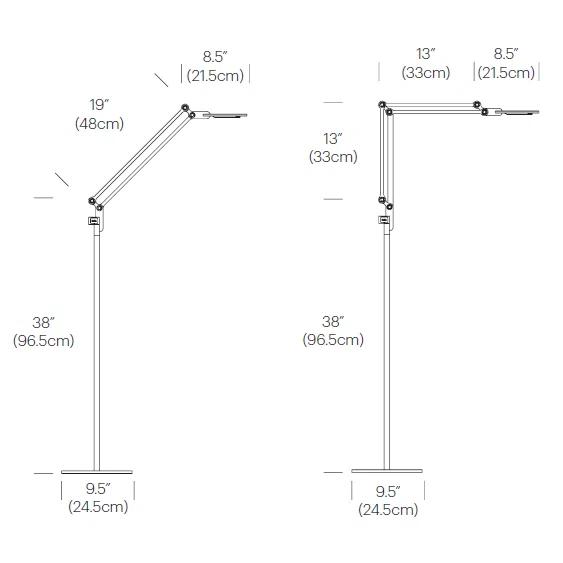 Small Adjustable White Metal LED Floor Lamp