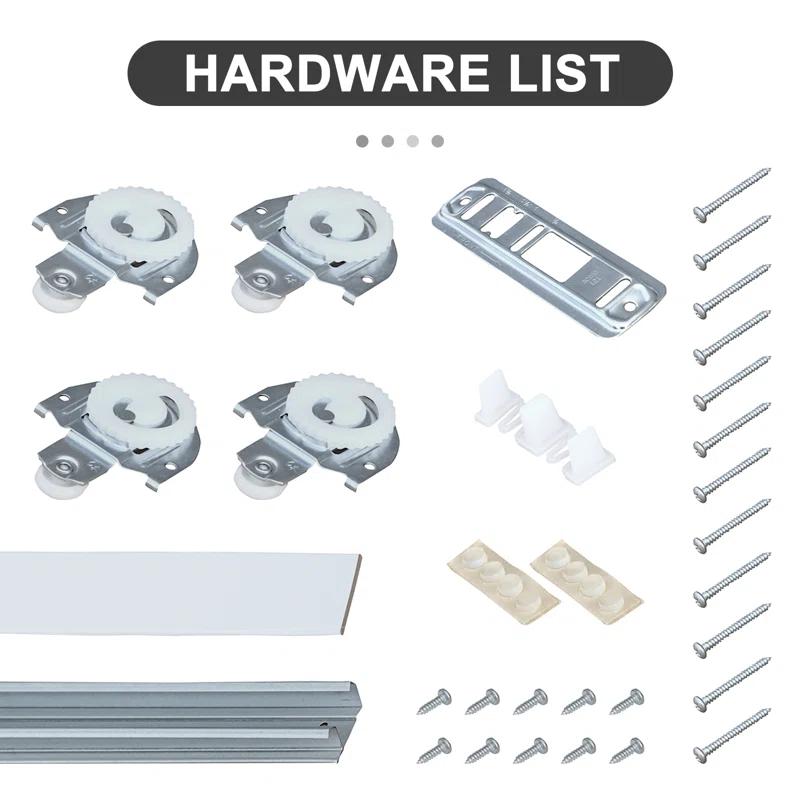 ARK DESIGN 80 in. 1 Lite Mirrored White Sliding Closet Door with Hardware Kit