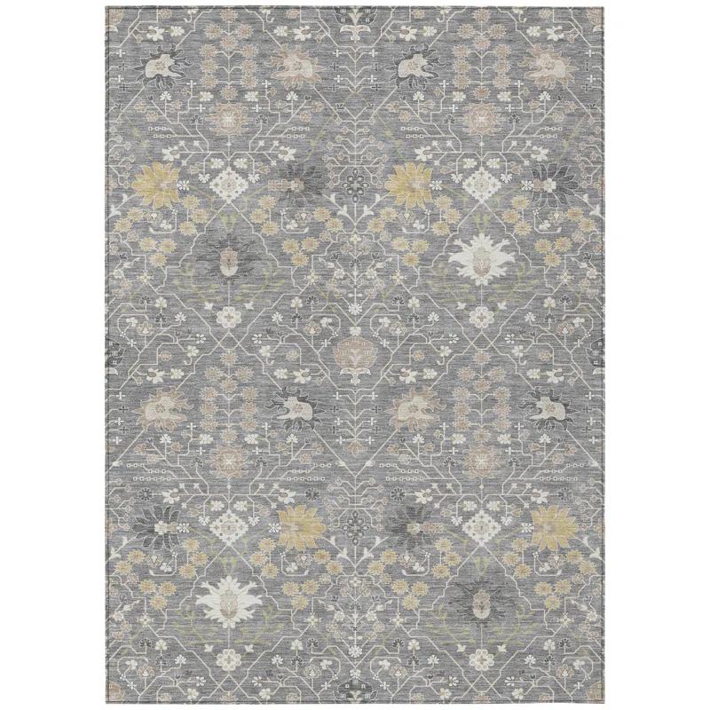 Machine Washable Indoor/Outdoor Chayden ACN1009 Gray 2'3" x 7'6" Runner Rug