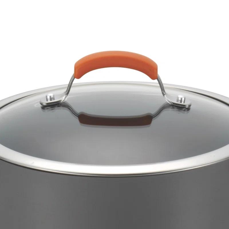 Rachael Ray Rachael Ray Brights Hard Anodized Nonstick Cookware Pots and Pans Set, 10 Piece, Gray with Handles