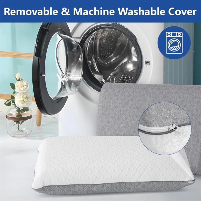 Vipbear Adjustable Memory Foam Pillow With Dual-Sleep Cover For Back/Stomach/Side Sleeper, Soft To Firm Pillow For Neck Pain Relief